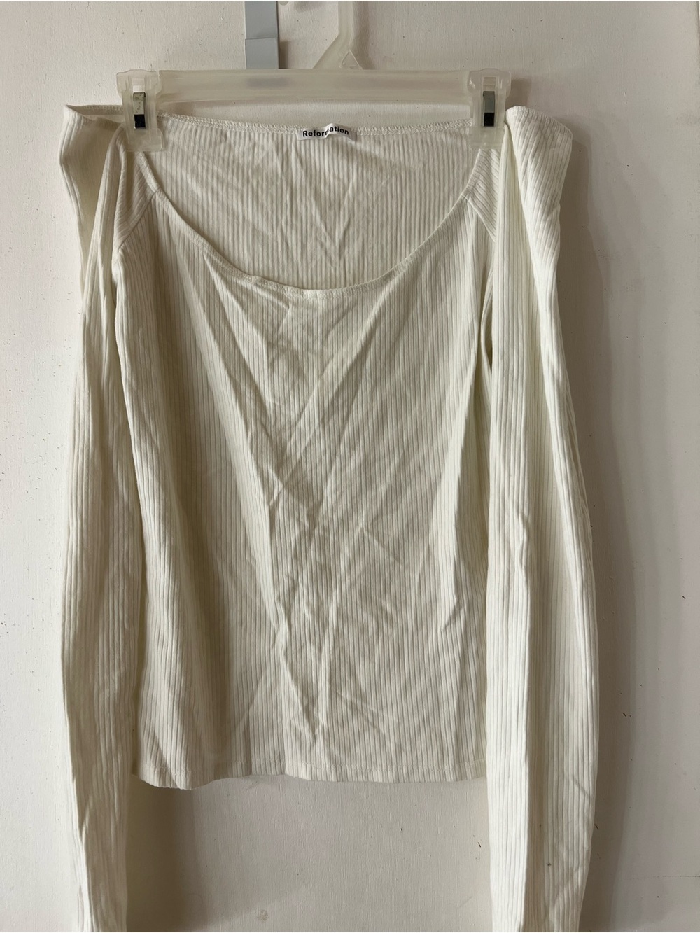 Reformation Ribbed Scoop Neck Long-Sleeve Top